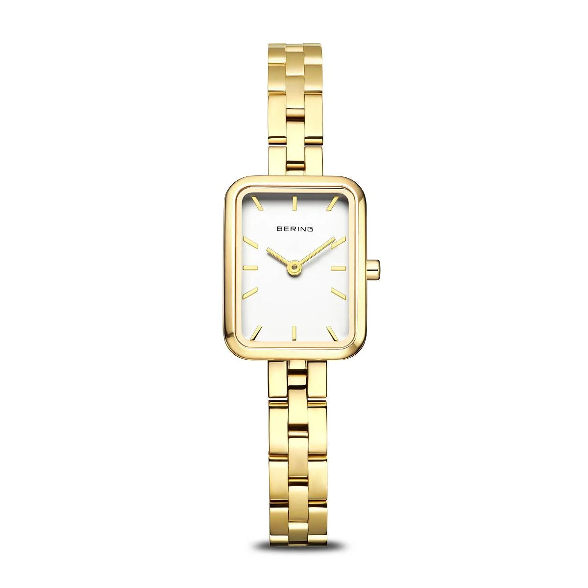 BERING Ladies Gold Rectangle Watch with White Dial 14520-734