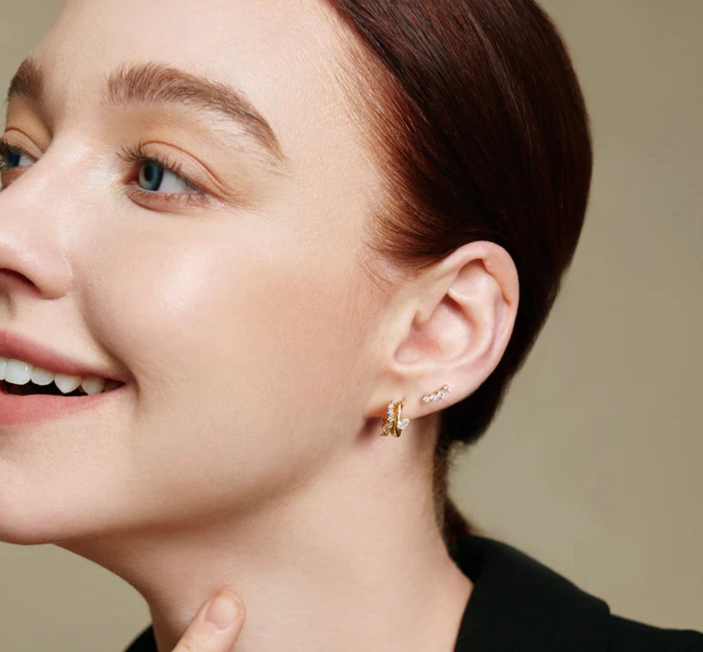 Gold Sparkle Climber Studs