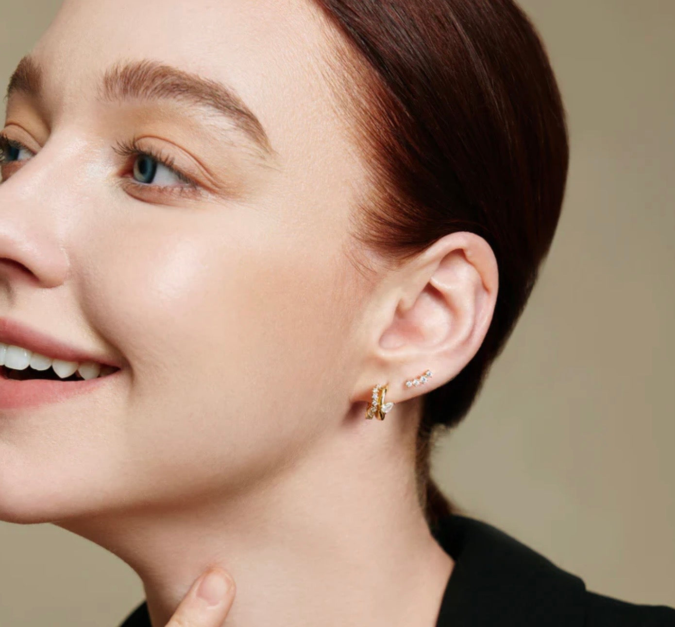 Gold Sparkle Climber Studs