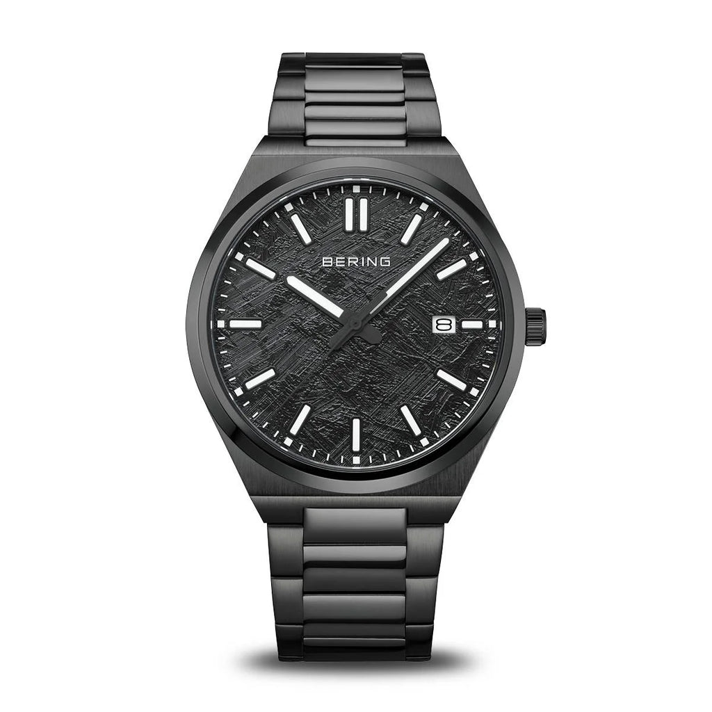 BERING Gents Black Watch with Meteorite Dial