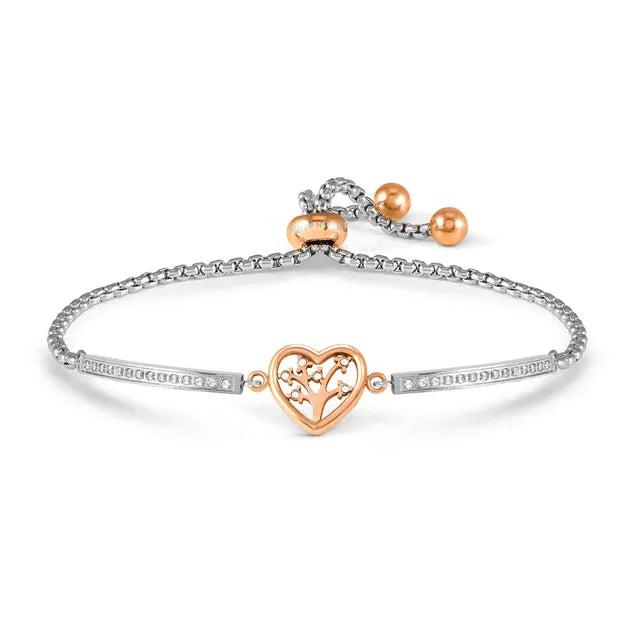 MILLELUCI Rose Gold Tone Tree of Life in Heart Bracelet