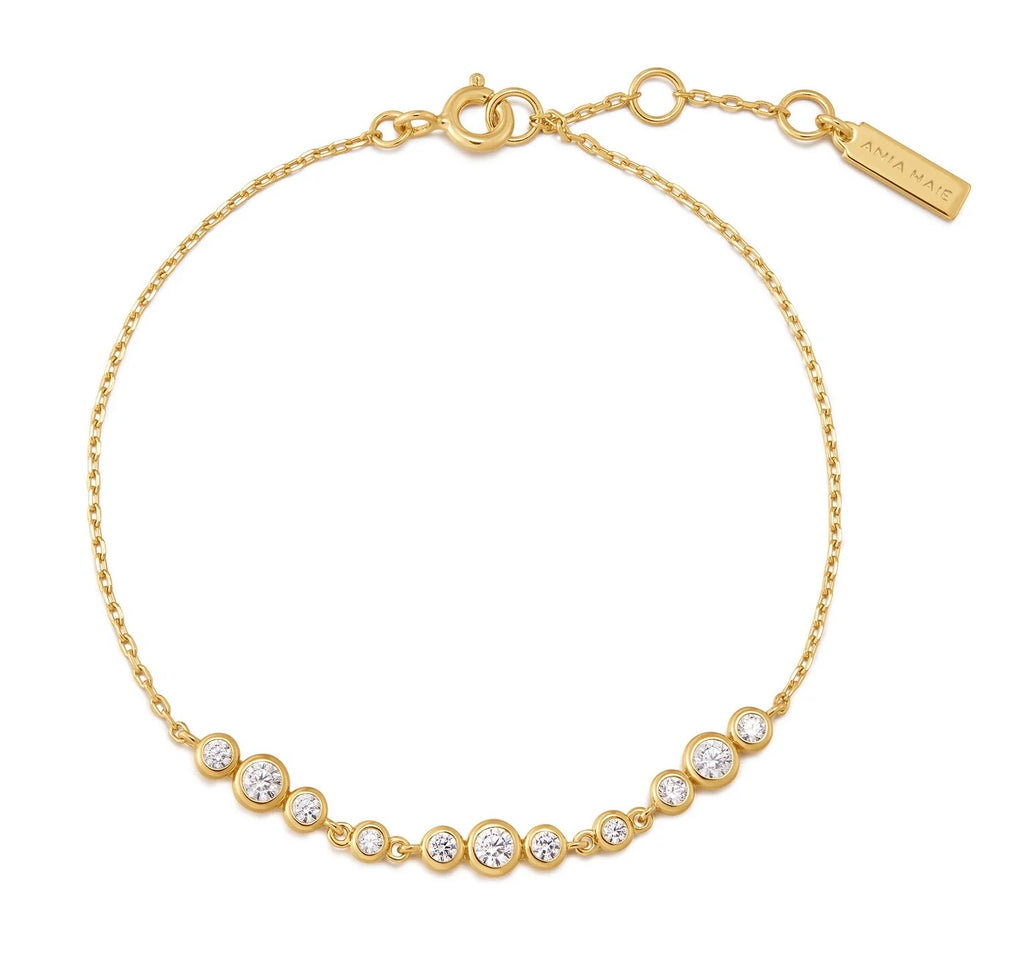 Gold Graduated Bezel-Set Trios Bracelet