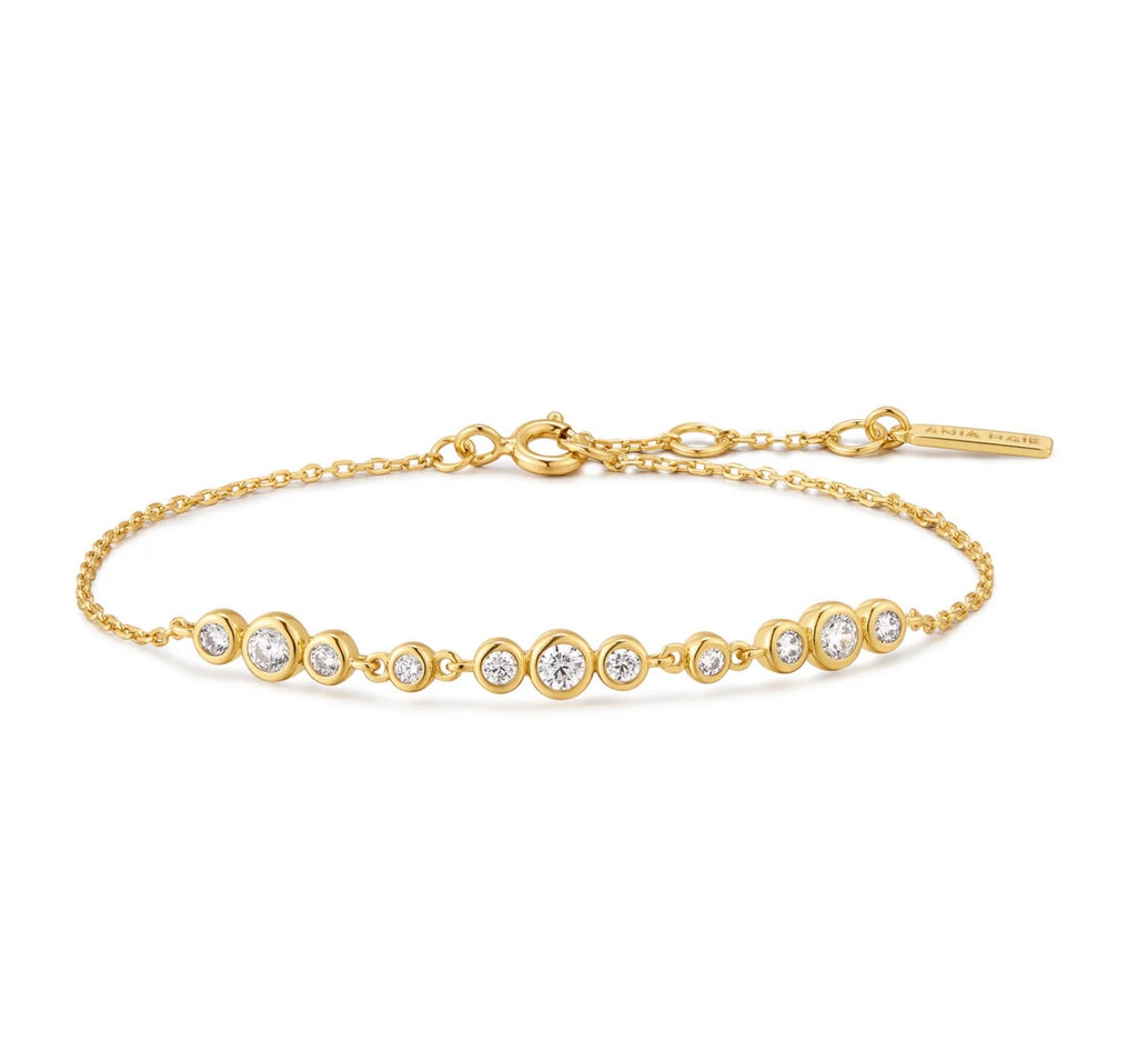 Gold Graduated Bezel-Set Trios Bracelet
