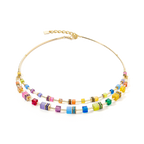 GeoCUBE® Iconic Layer Necklace Gold-Rainbow