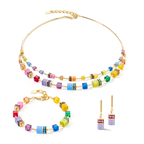 GeoCUBE® Iconic Layer Necklace Gold-Rainbow