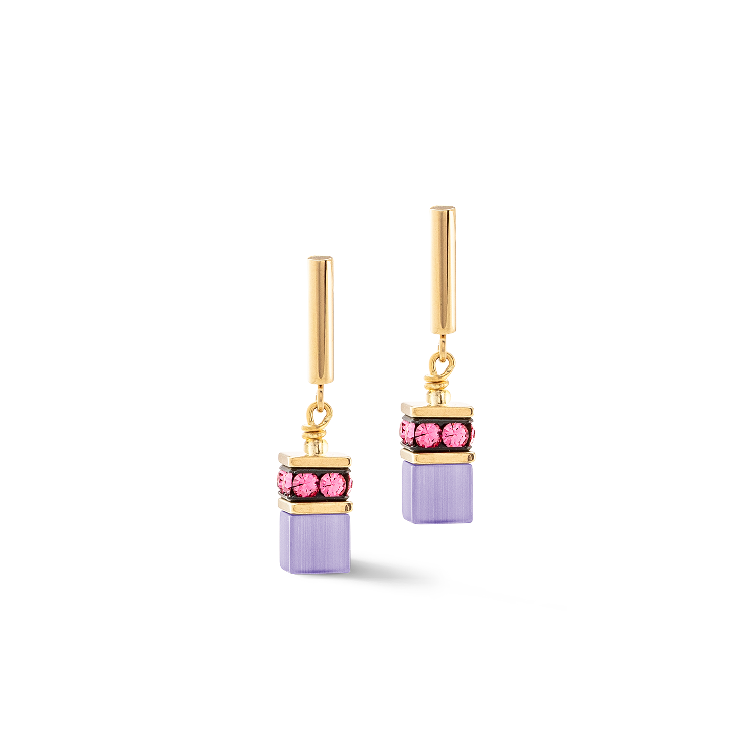 GeoCUBE® Iconic Layer Earrings Gold-Rainbow