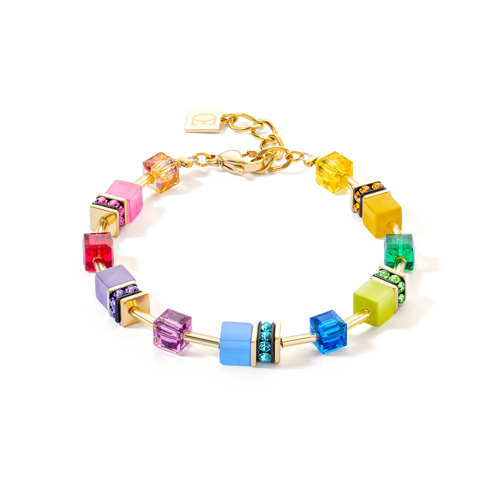 GeoCUBE® Iconic Layer Bracelet Gold-Rainbow