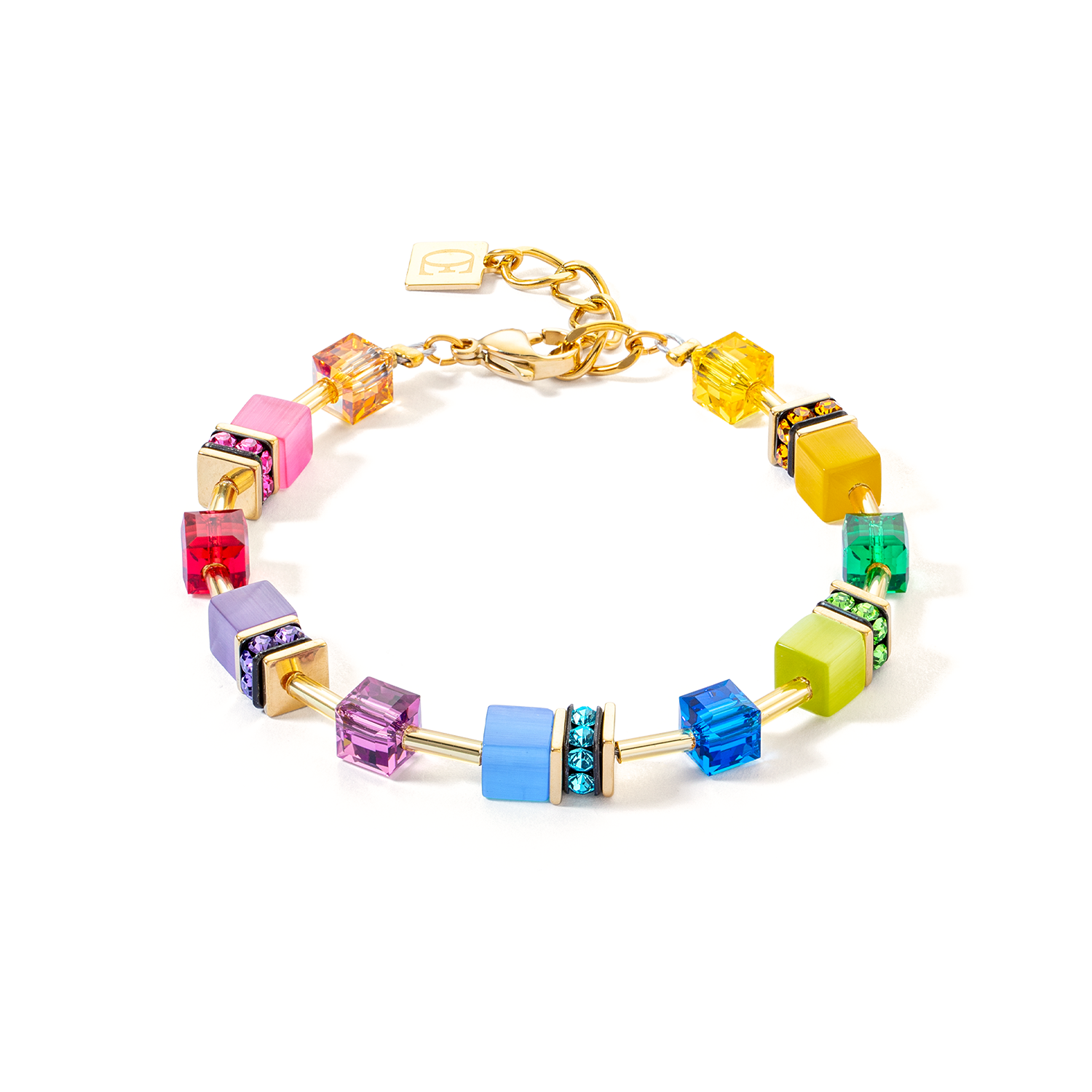 GeoCUBE® Iconic Layer Bracelet Gold-Rainbow
