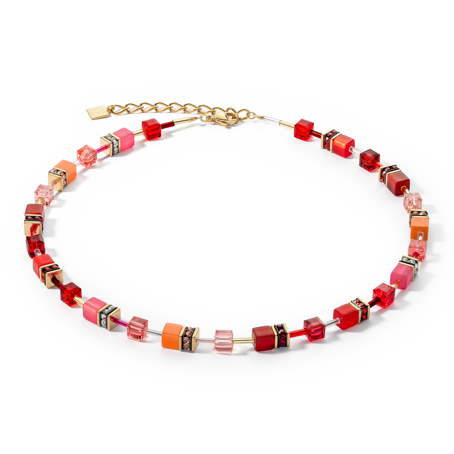 GeoCUBE® Iconic Necklace Gold Red