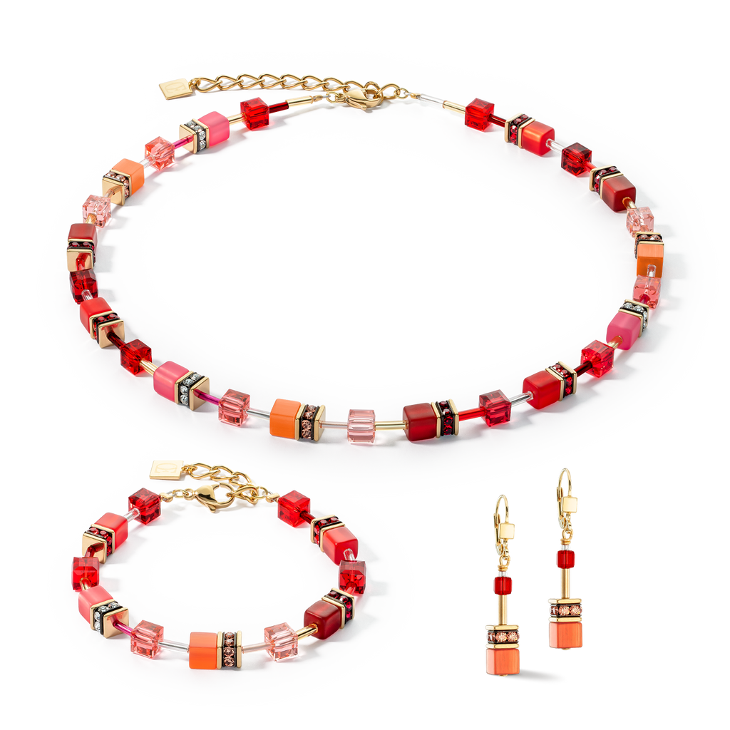 GeoCUBE® Iconic Necklace Gold Red