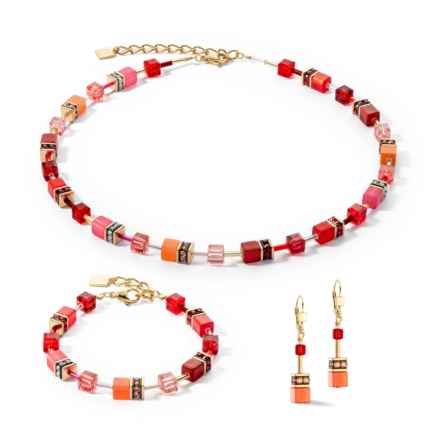 GeoCUBE® Iconic Necklace Gold Red