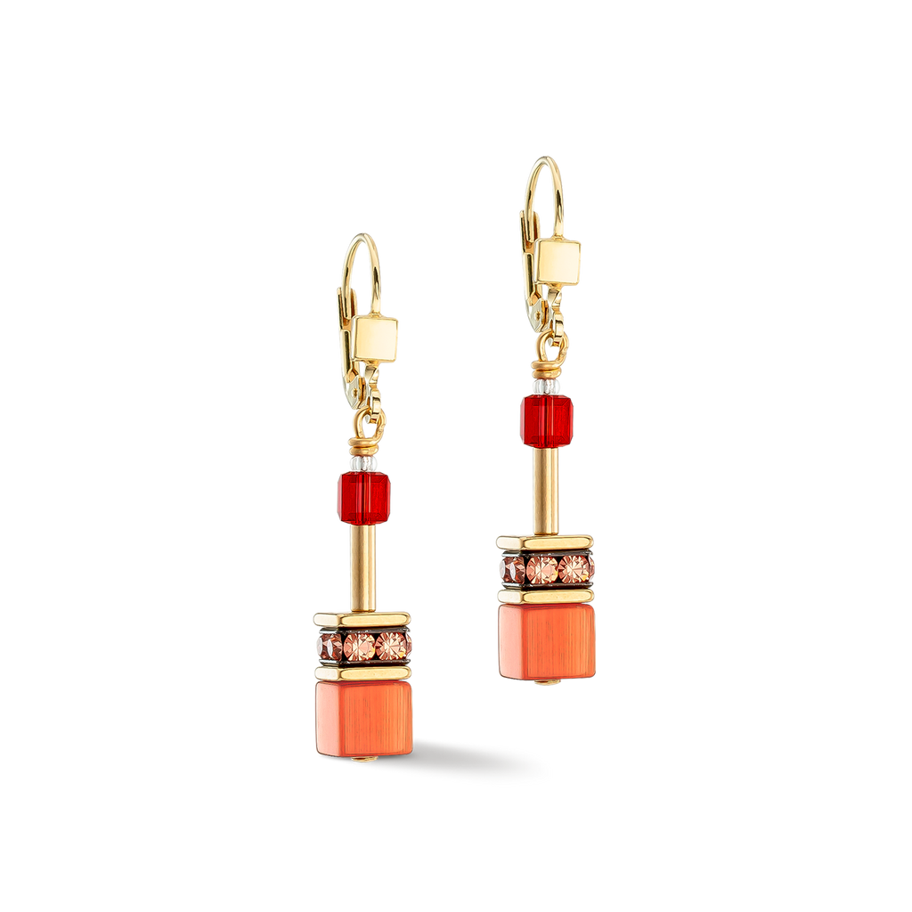GeoCUBE® Iconic Earrings Gold Red