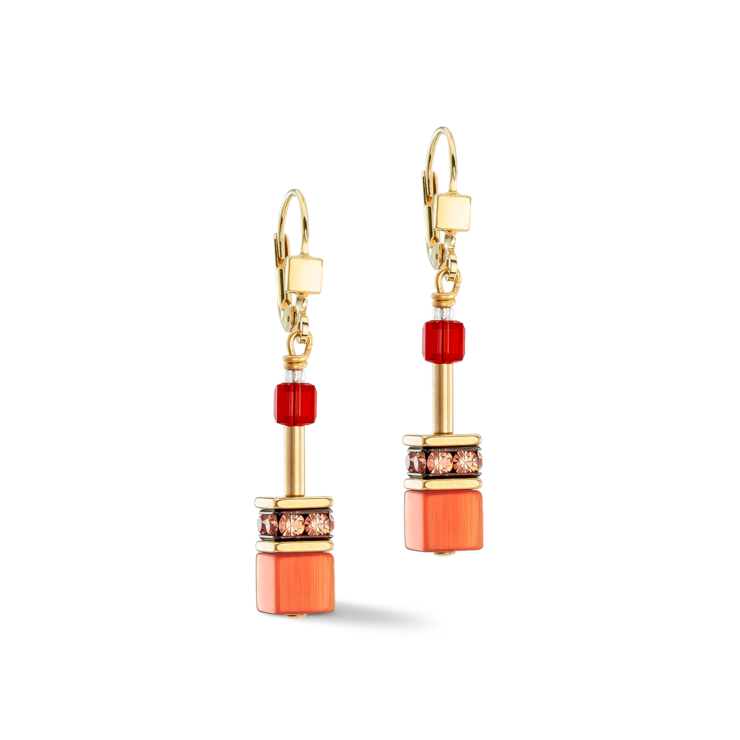 GeoCUBE® Iconic Earrings Gold Red