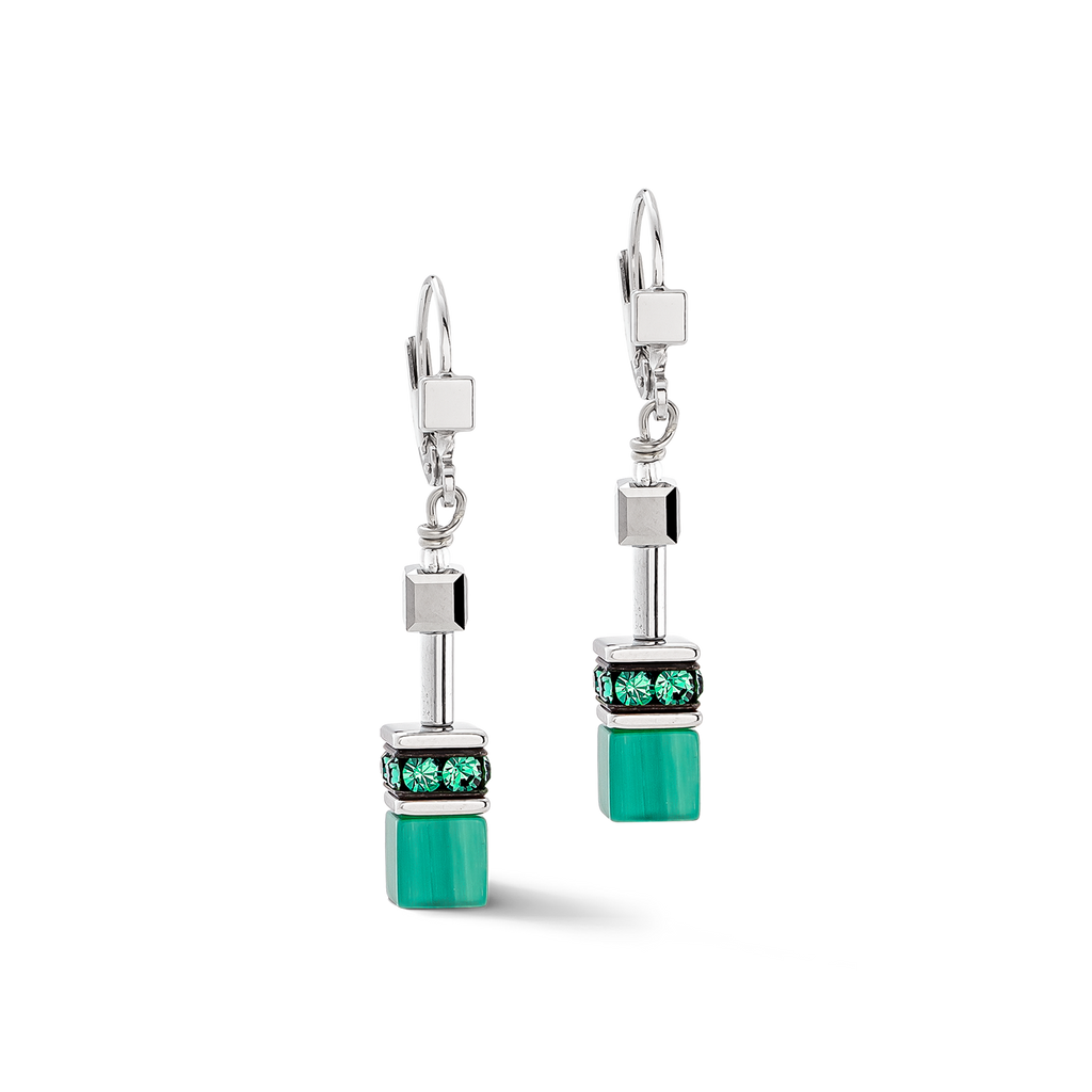 GeoCUBE® Iconic earrings Silver-Green