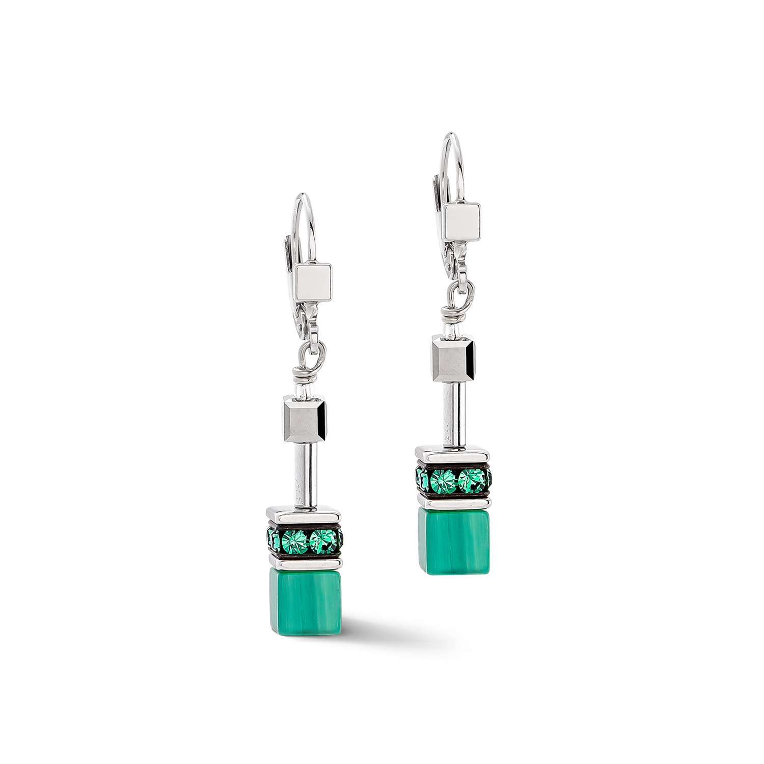 GeoCUBE® Iconic earrings Silver-Green