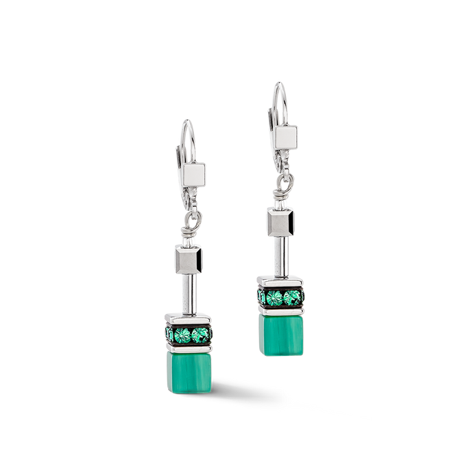 GeoCUBE® Iconic earrings Silver-Green