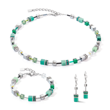 Load image into Gallery viewer, GeoCUBE® Iconic earrings Silver-Green

