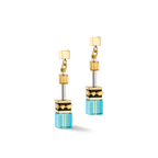 GeoCUBE® Iconic earrings Turquoise/ Gold
