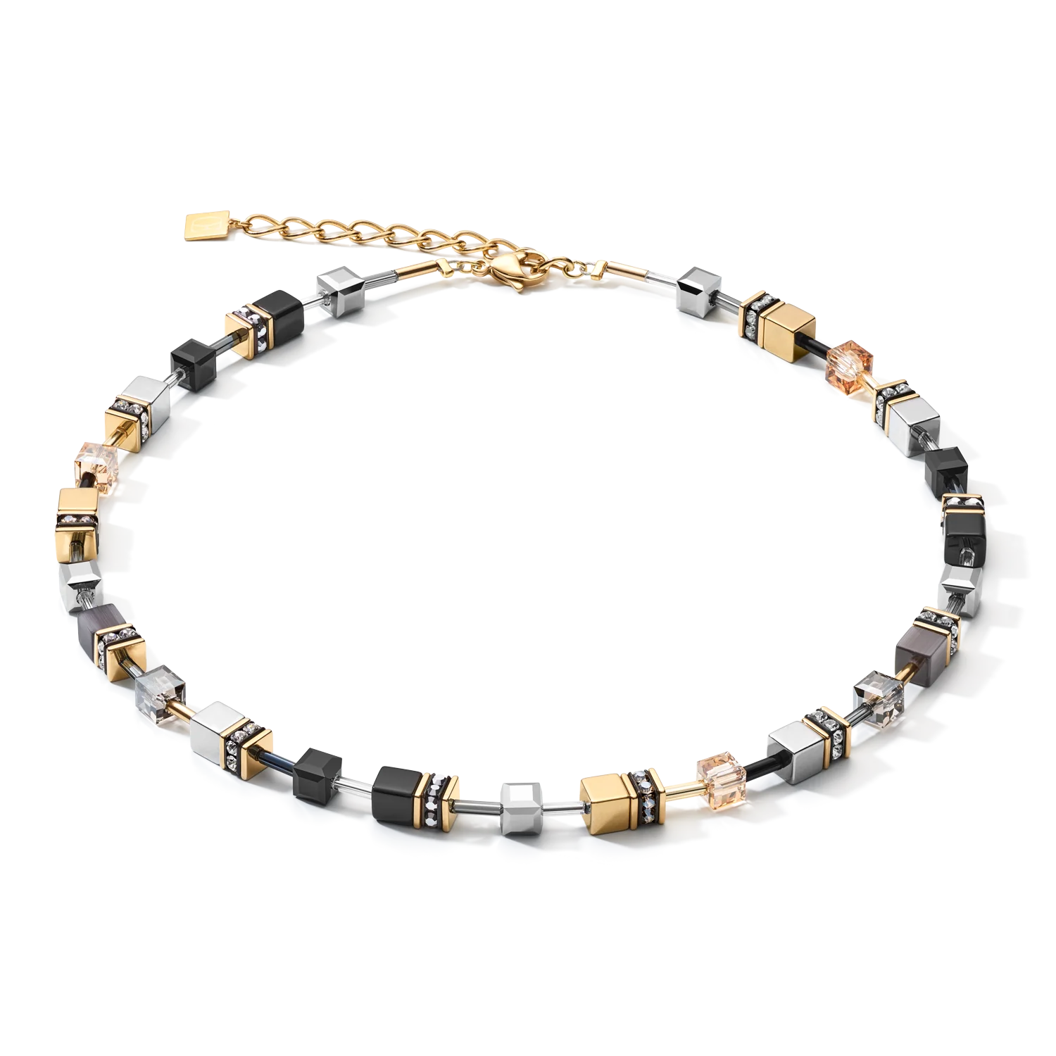 GEOCUBE® Necklace grey-gold