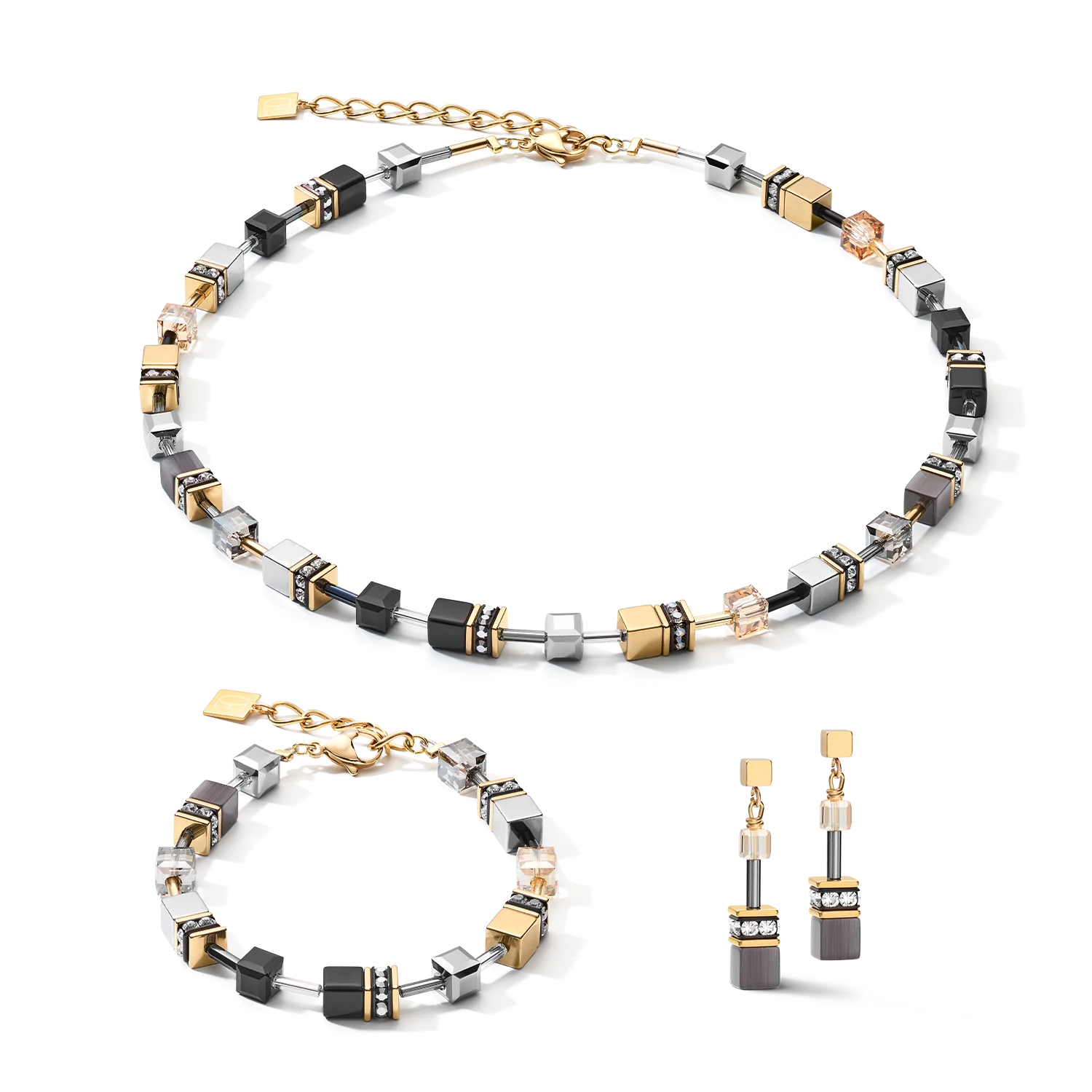GEOCUBE® Necklace grey-gold