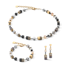 Load image into Gallery viewer, GEOCUBE® Necklace grey-gold
