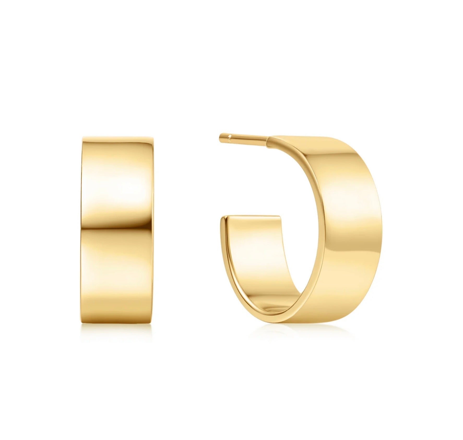 GOLD FLAT MEDIUM HOOP EARRINGS