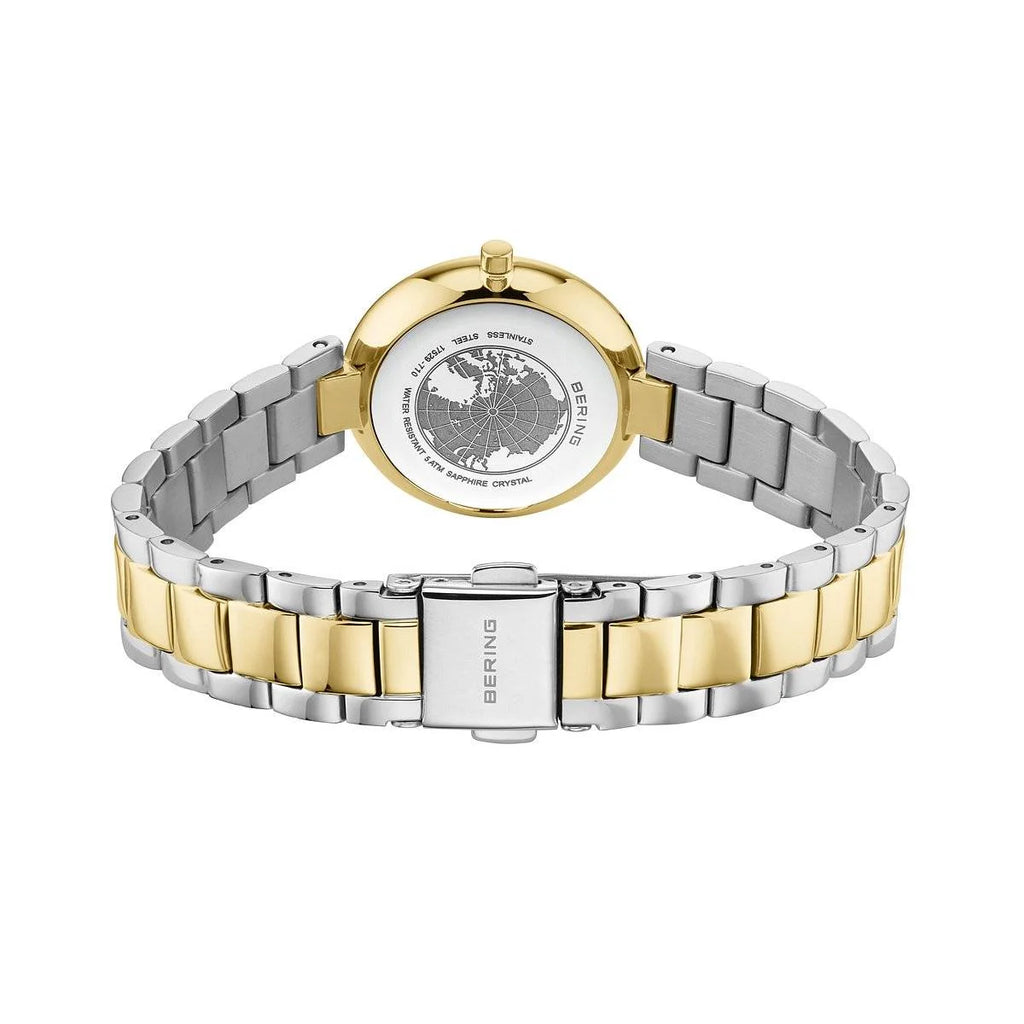 Bering Ladies Two Tone Metal Strap Watch with Diamond Dial 17529-710
