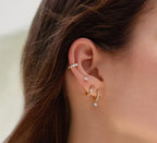 Gold Dangling Sparkle Huggie Hoop Earrings