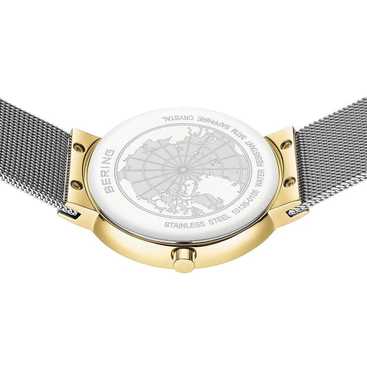 Bering Ladies Two Tone Watch with CZ with Milanese Mesh Strap 10135-0105