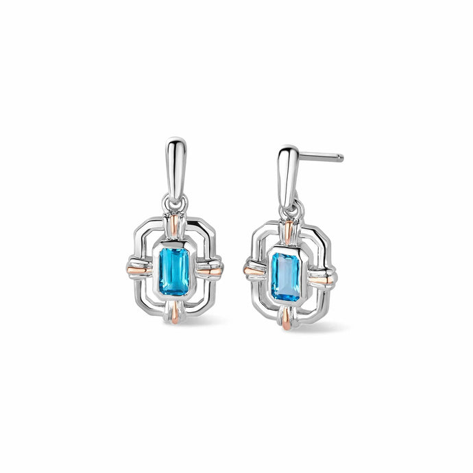 Royal Clogau® Sterling Silver Gateways Stud Earrings with Swiss Blue Topaz