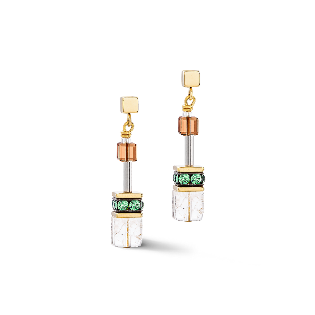 GeoCUBE® Iconic Nature Earrings Brown-White