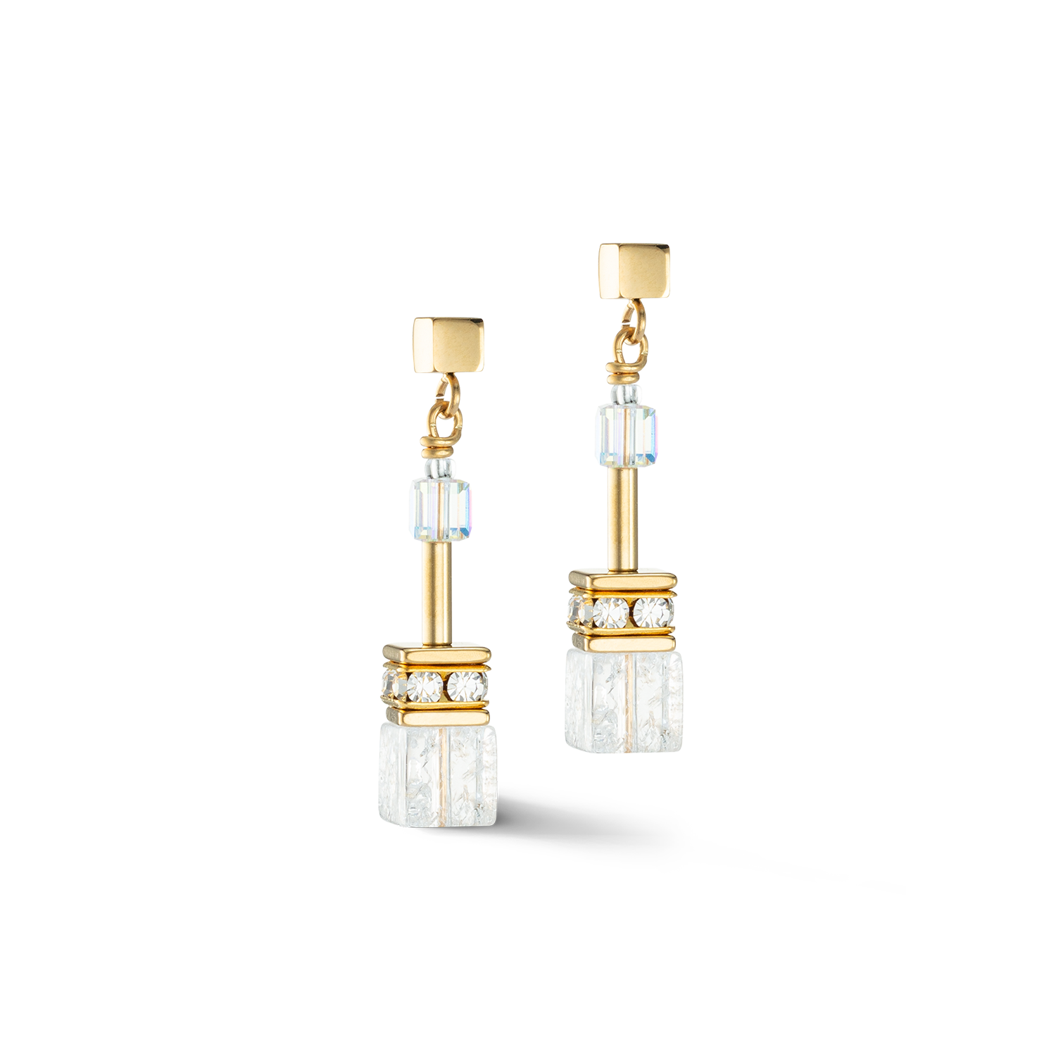 GeoCUBE® Iconic Nature earrings Gold White