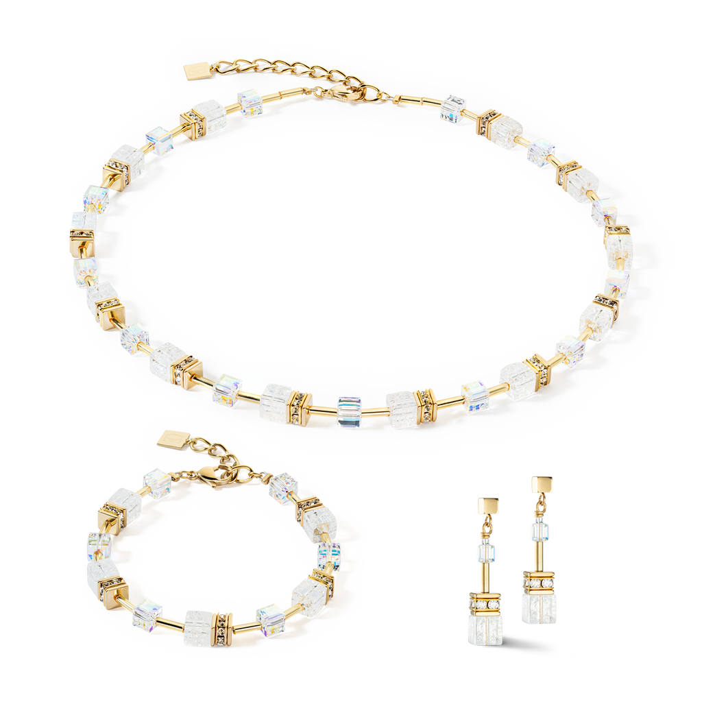 GeoCUBE® Iconic Nature earrings Gold White