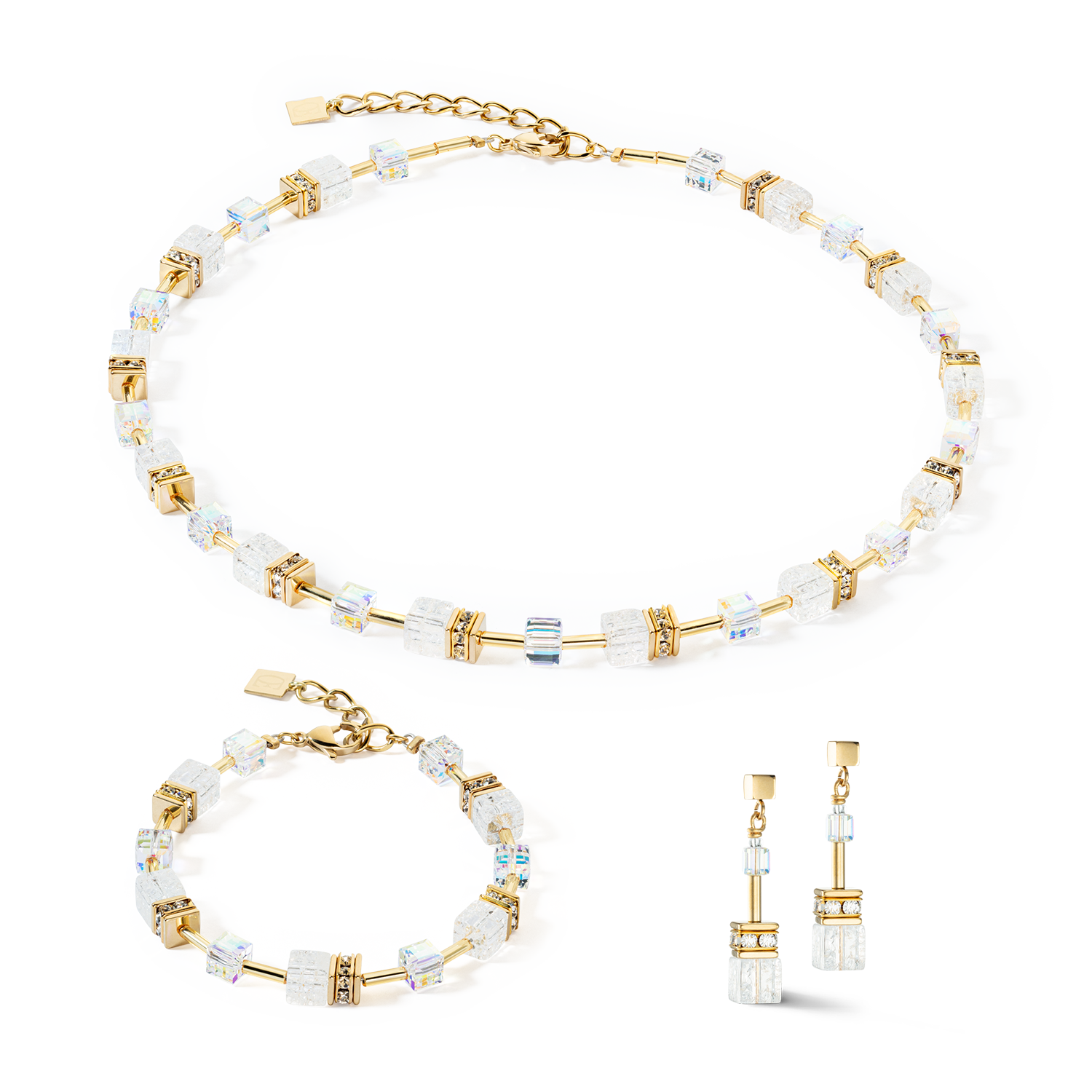 GeoCUBE® Iconic Nature earrings Gold White