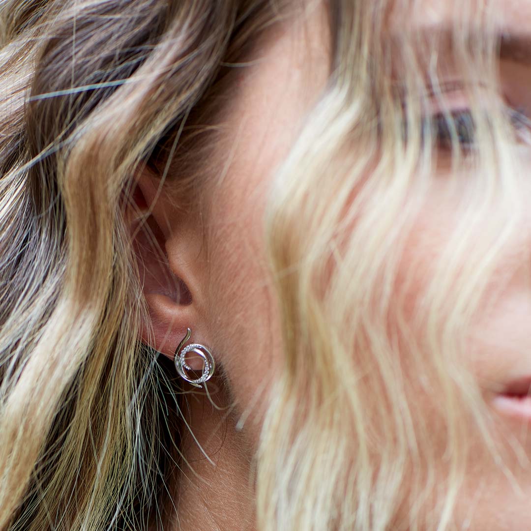 Entwine Helix Wrap Pave CZ Stud Earrings