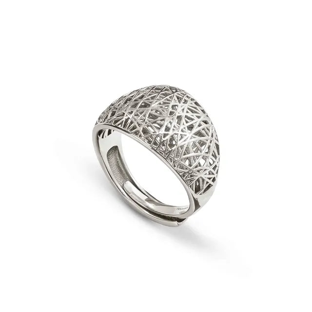 Leaf of Light Silver Lattice Ring