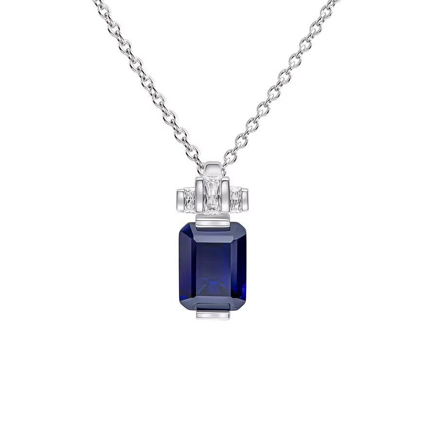 Diamonfire Blue Emerald Cut Zirconia Pendant