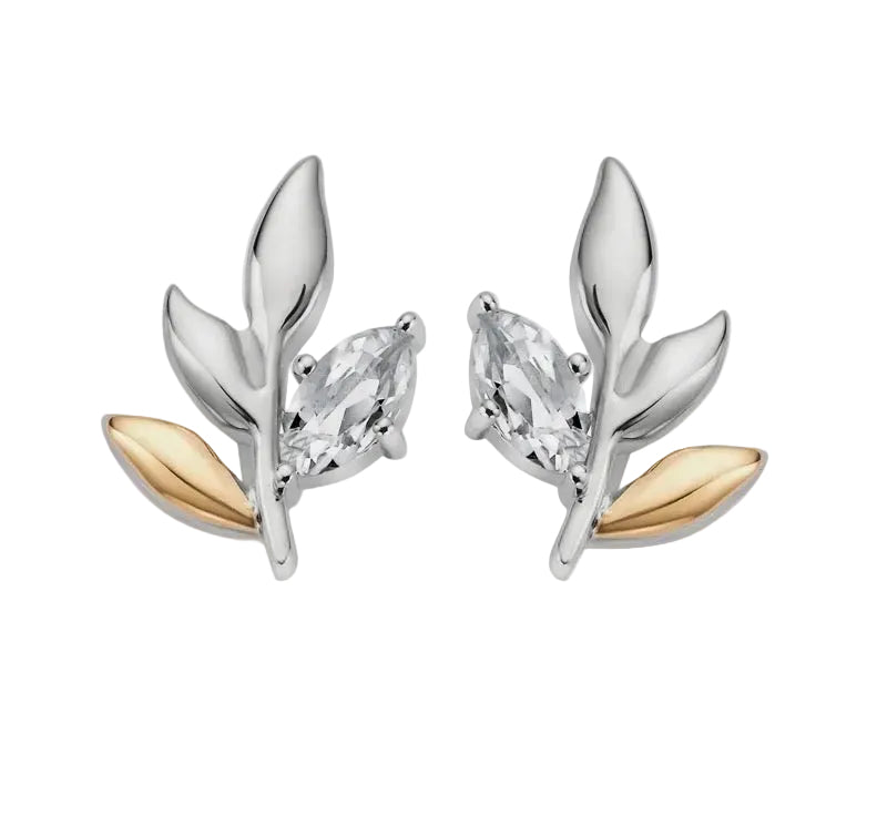 Clogau® Royal Clogau® Sterling Silver Leaf Stud Earrings with Topaz