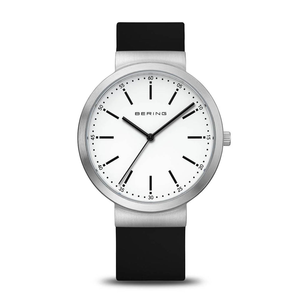 Bering Mens White & Black Watch with Silicone Strap 10141-404