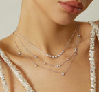 SILVER PAVE MULTI BEADED CHAIN NECKLACE