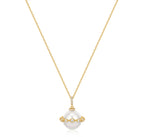 Gold Shell Pearl Halo Evil-Eye Necklace