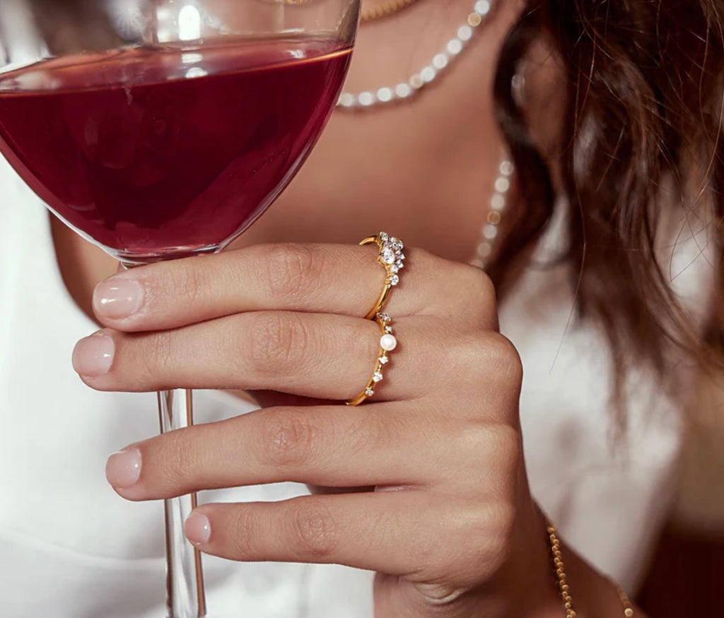 Gold Flower Cluster Pavé Ring