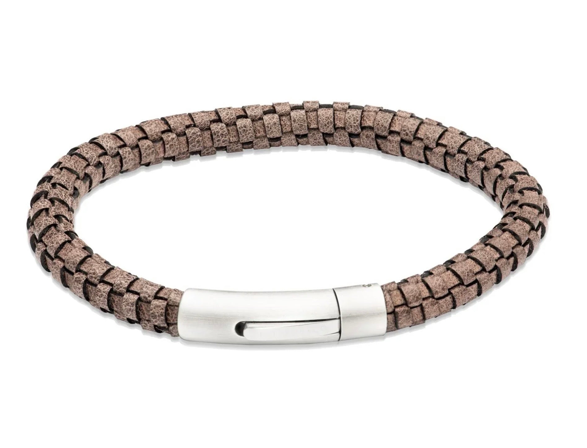 Moroccan Leather with Black Edge, Matte and Polished Steel Pusher Clasp B543MO