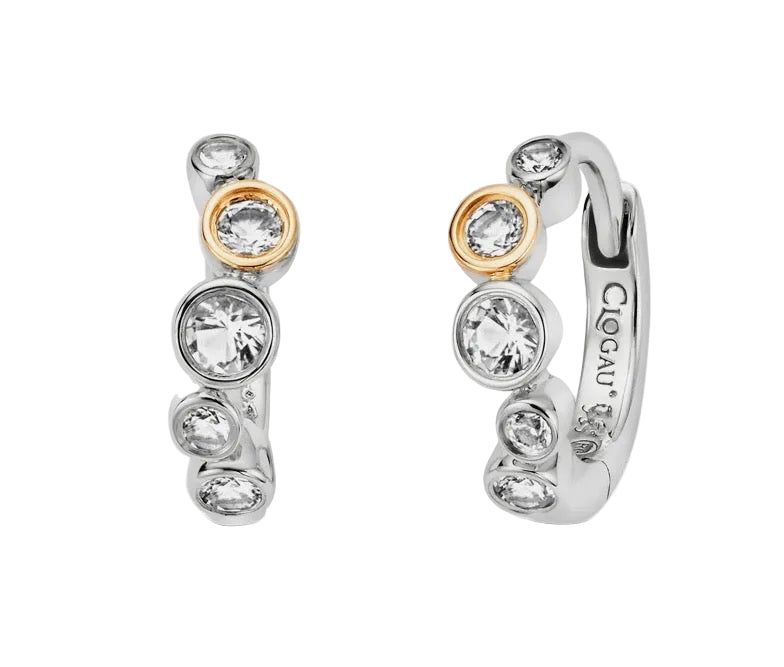 Clogau® Celebration Sterling Silver Huggie Hoop Earrings with Topaz