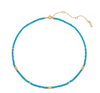 Gold Lab Created Turquoise Beaded Necklace