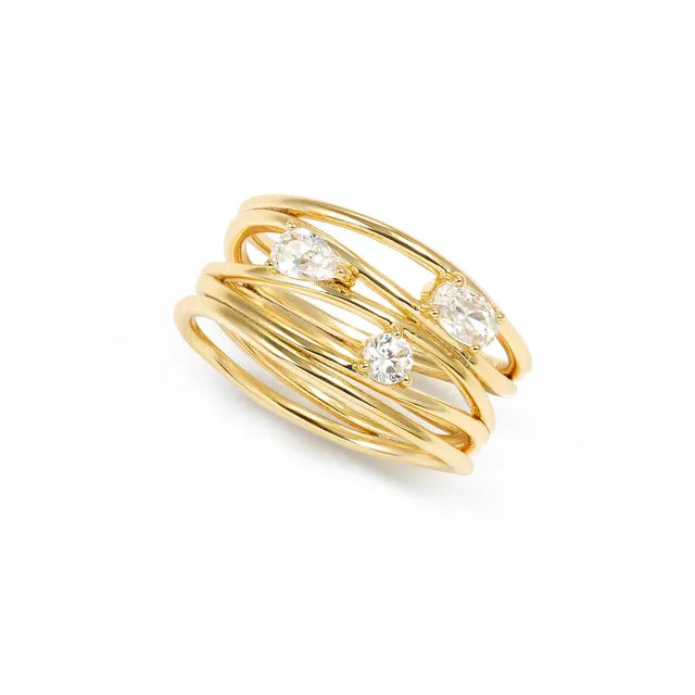Nomination Rebel Art Gold Band Ring with White CZ