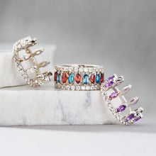 Load image into Gallery viewer, Clogau® Celebration Sterling Silver Crown Ring with London Blue &amp; White Topaz
