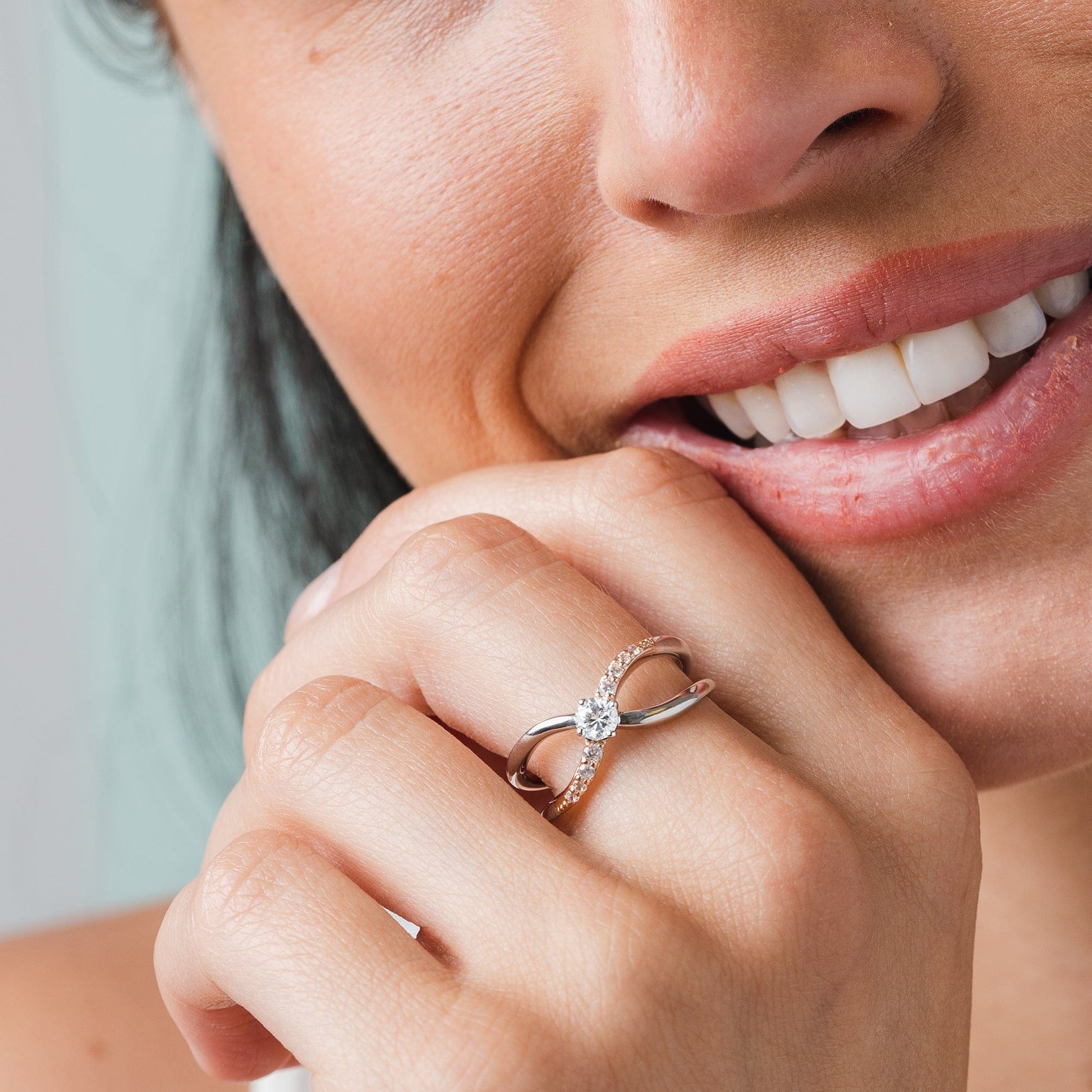 Clogau® Forever Yours Sterling Silver Kiss Ring with Topaz