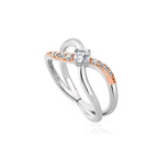 Clogau® Forever Yours Sterling Silver Kiss Ring with Topaz
