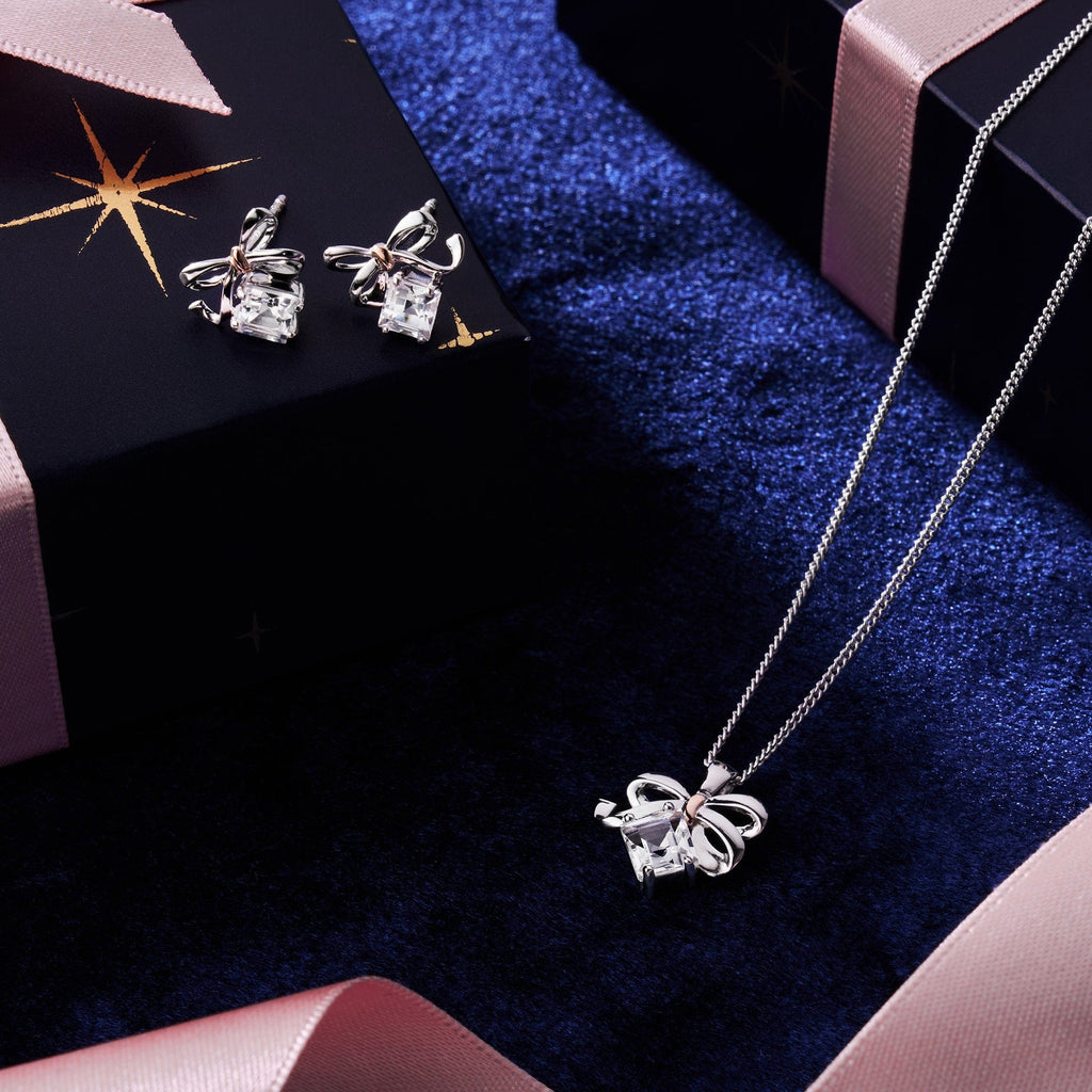 Clogau® Christmas Bow Silver Stud Earrings
